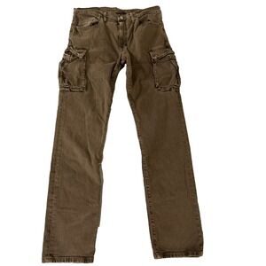 Fyre Men's Brown Cargo  Denim Jeans Tag Size 34  Utility Military Work Wear